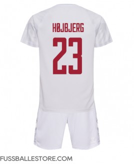 Günstige Dänemark Pierre-Emile Hojbjerg #23 Auswärts Trikotsatzt Kinder WM 2022 Kurzarm (+ Kurze Hosen)